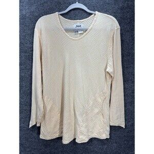 Flax by Jeanne Engelhart Tunic Top Women’s Medium Soft Yellow 100% Linen Pockets